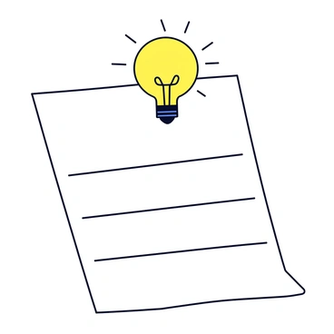 A blank piece of white paper with a simple grid layout for a chart. The chart is empty, without any lines or labels. Above the paper, there is a yellow light bulb with rays of light emanating from it, symbolizing new ideas. The light bulb is positioned centrally, casting a shadow on the paper below.