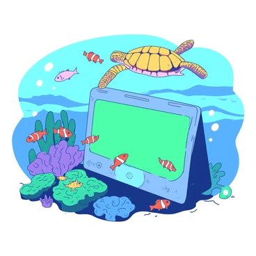 An aquarium pass is displayed prominently at the center of the image. Surrounding the pass, numerous colorful fish of various shapes and sizes swim gracefully through the water. Bright orange clownfish dart between vibrant teal coral formations. A large, majestic sea turtle glides smoothly above the fish, its shell decorated with intricate patterns in shades of yellow. The background features soft, undulating waves of blue water, enhancing the underwater atmosphere.
