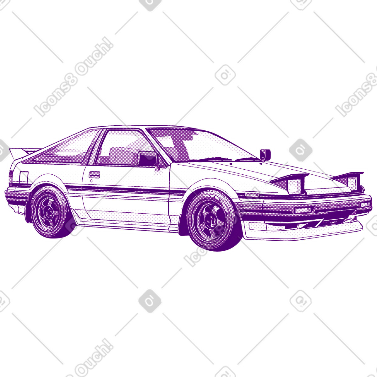 Toyota ae front view illustration in Halftone style download in PNG, SVG