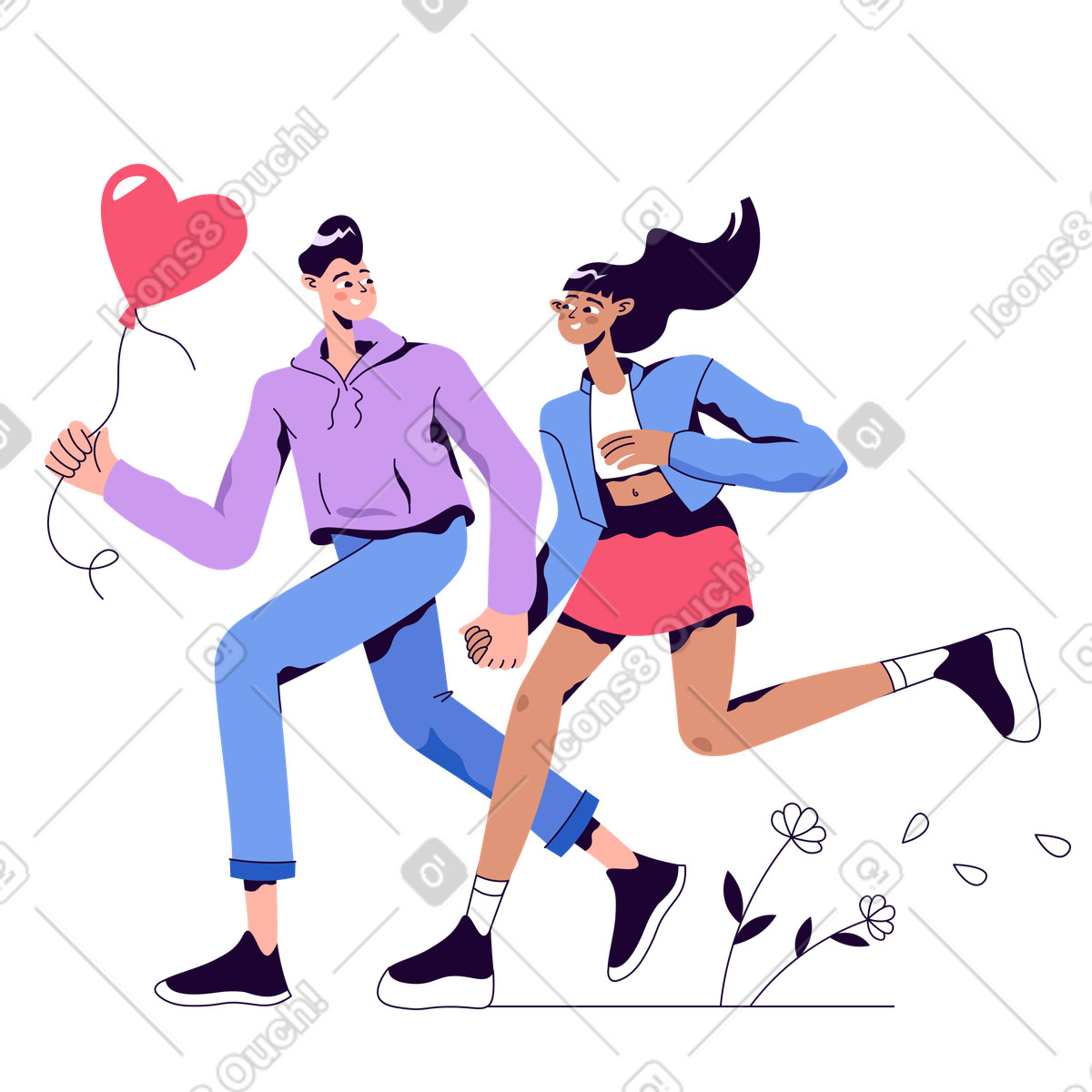 Romantisches date von mann und frau-Illustration in PNG, SVG