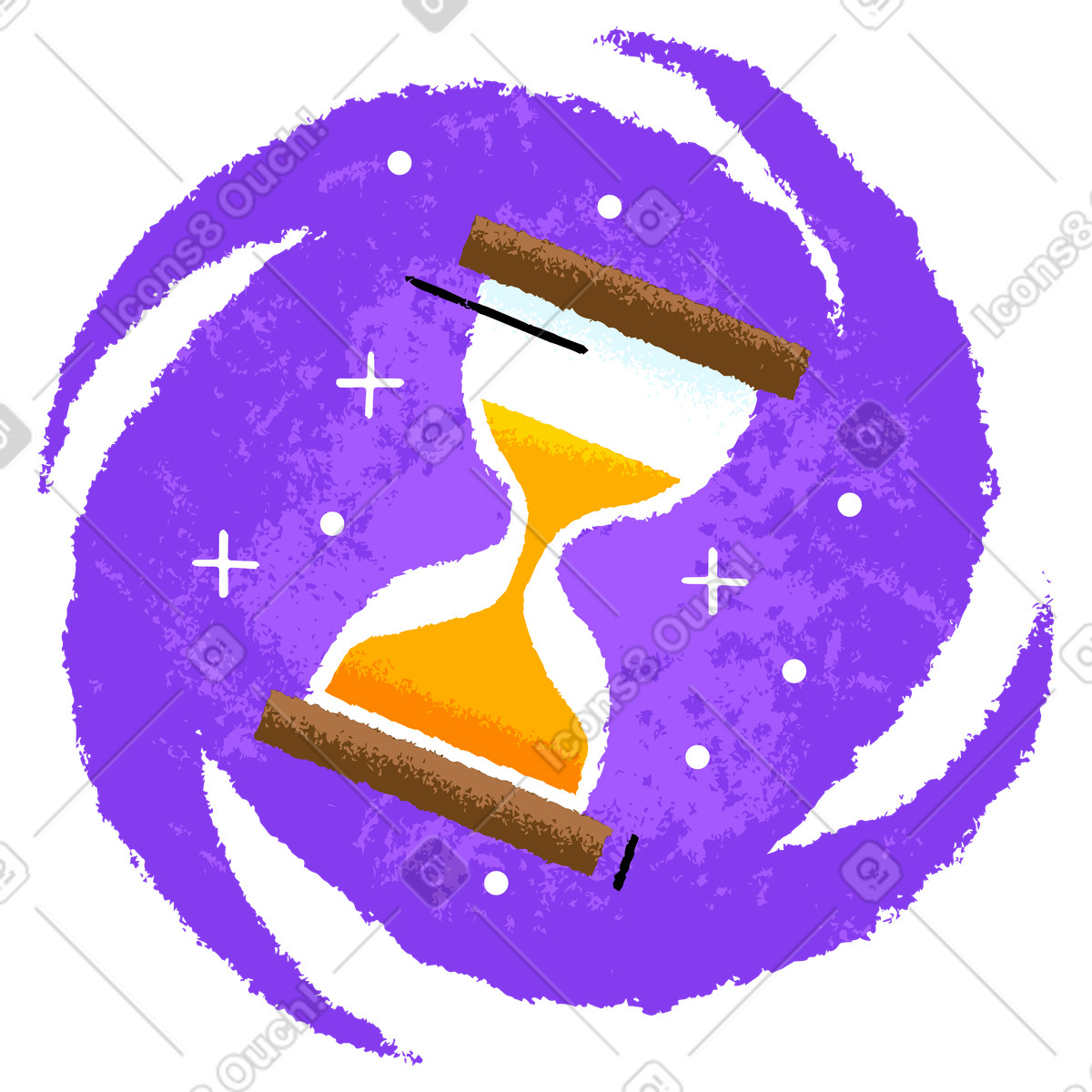 Hour glass inside a vortex illustration in PNG, SVG