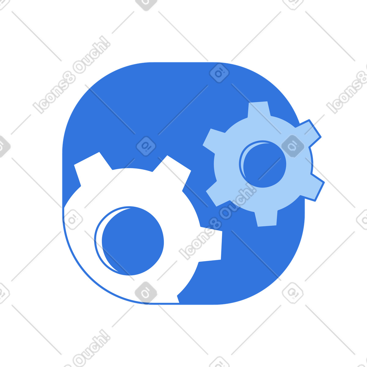 Illustration Large and small cogwheels, Settings system preferences concept dans le style Sky à télécharger aux formats PNG, SVG