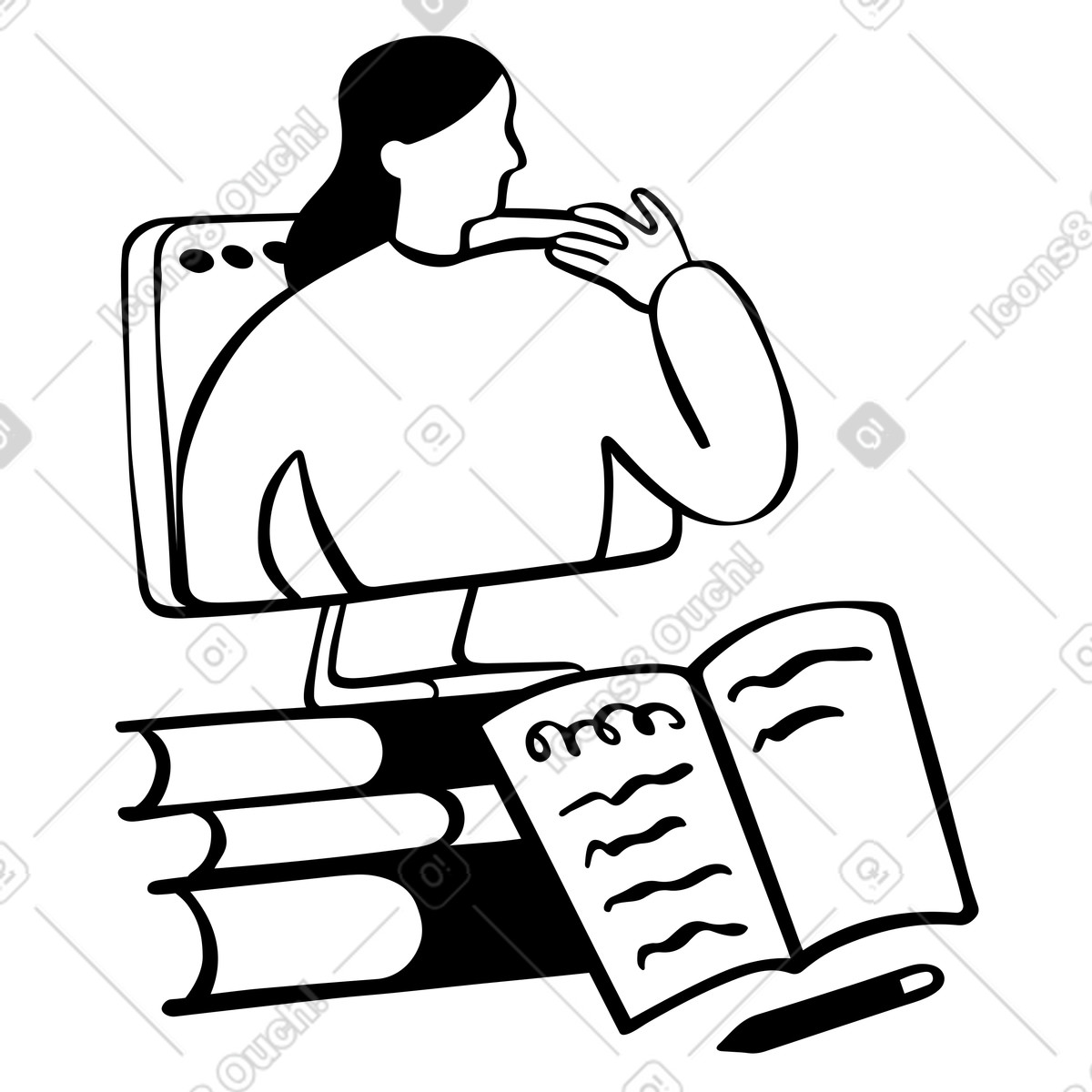 Ilustração de Webinar, fazendo anotações no computador  em PNG e SVG