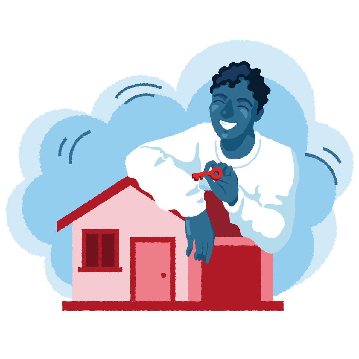 Man dreaming about owning a house illustration in PNG, SVG