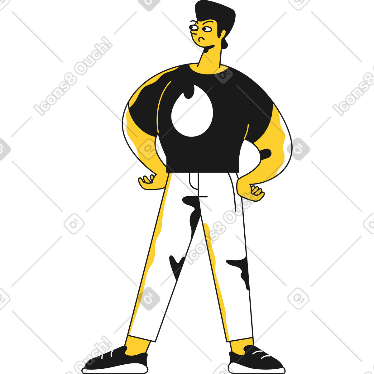 The guy is standing illustration in Taxi style download in PNG, SVG