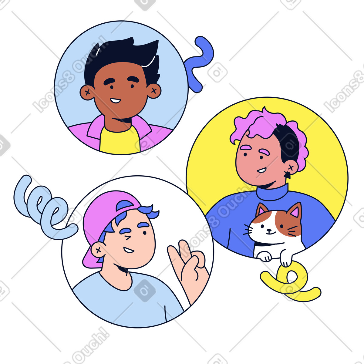Ilustración Set of avatars for social networks, Online profile pictures en estilo Flexy a descargar en PNG y SVG