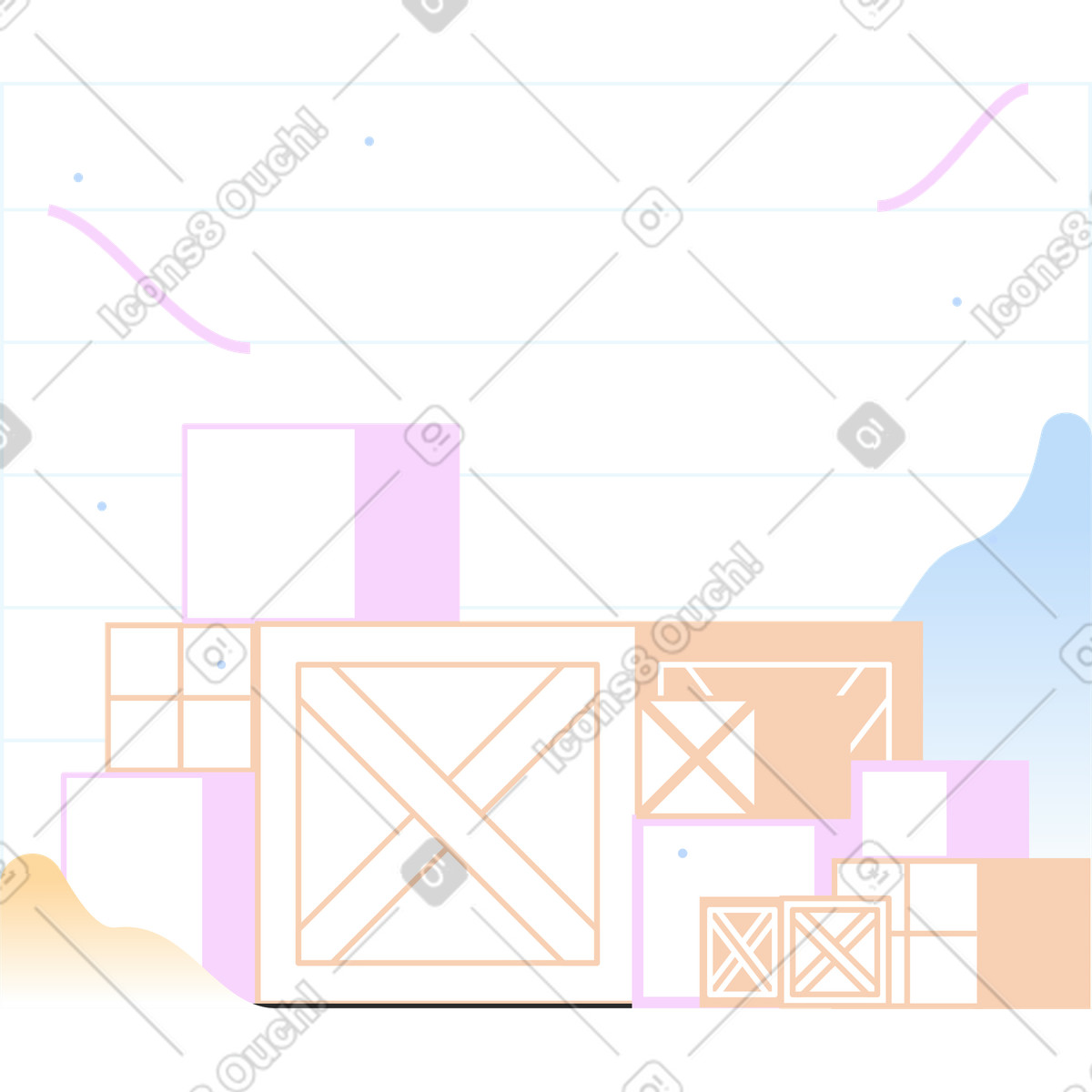 Spedizione in background illustrazione stile Marginalia scarica PNG, SVG