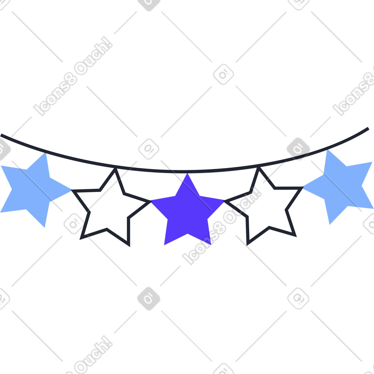 Multicolored star garland-Illustration im Pablita-Stil als Download in PNG, SVG