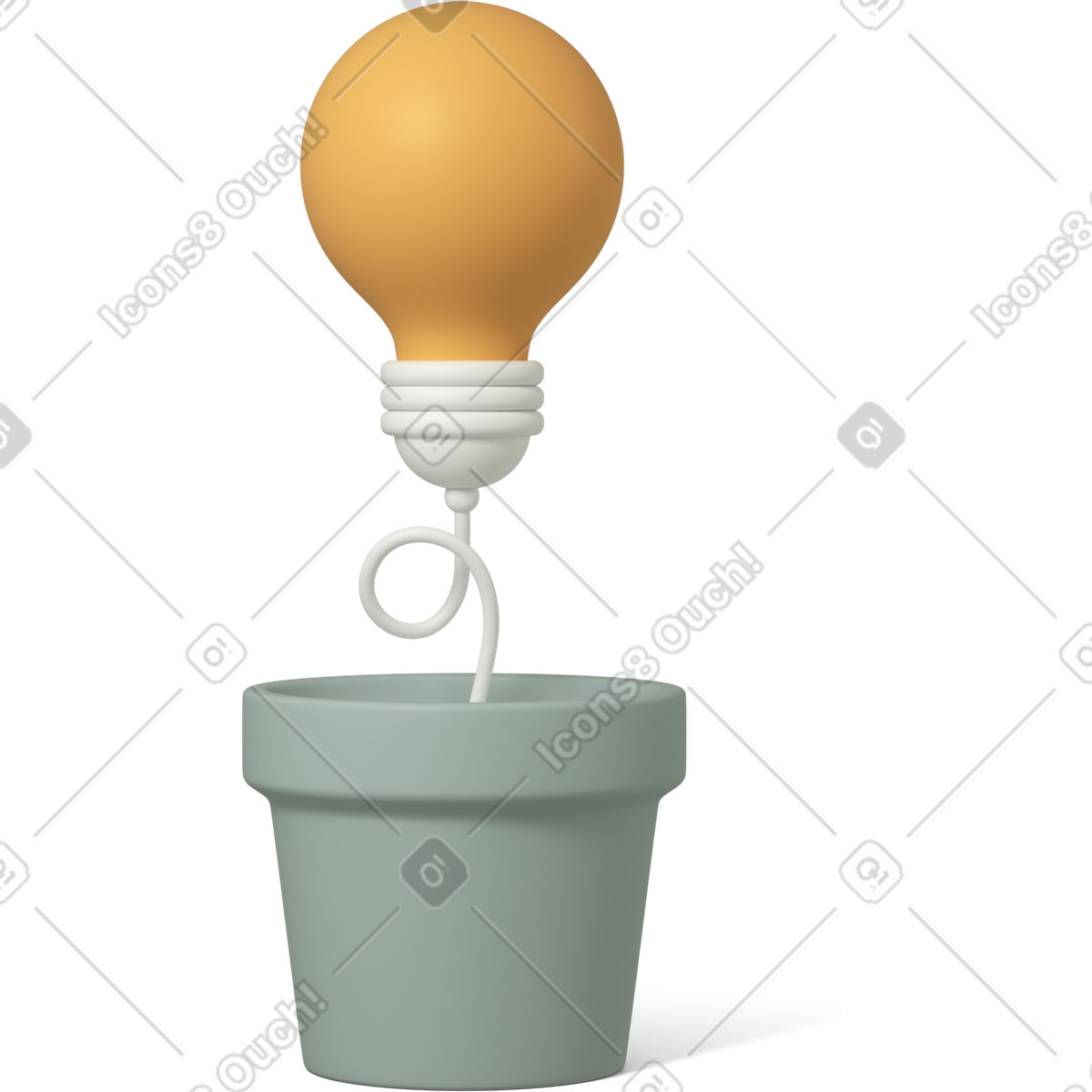 Иллюстрация Idea lamp in flower pot в стиле 3D Casual life — скачать в форматах PNG, SVG