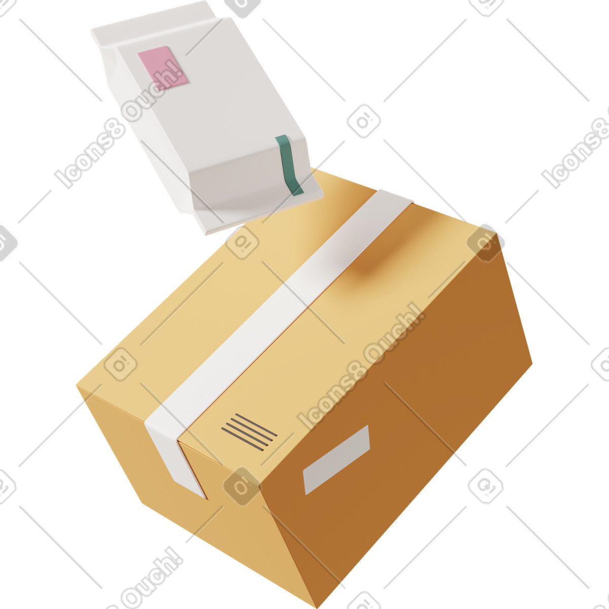 Cardboard box and parcel-Illustration im 3D Casual life-Stil als Download in PNG, SVG