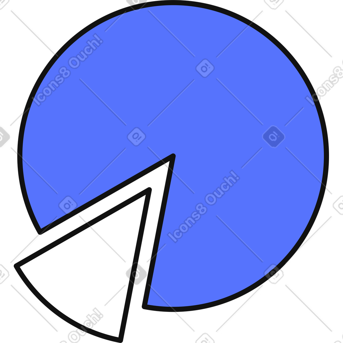 Иллюстрация Pie chart showing single highlighted segment for data analysis reports в стиле Main — скачать в форматах PNG, SVG