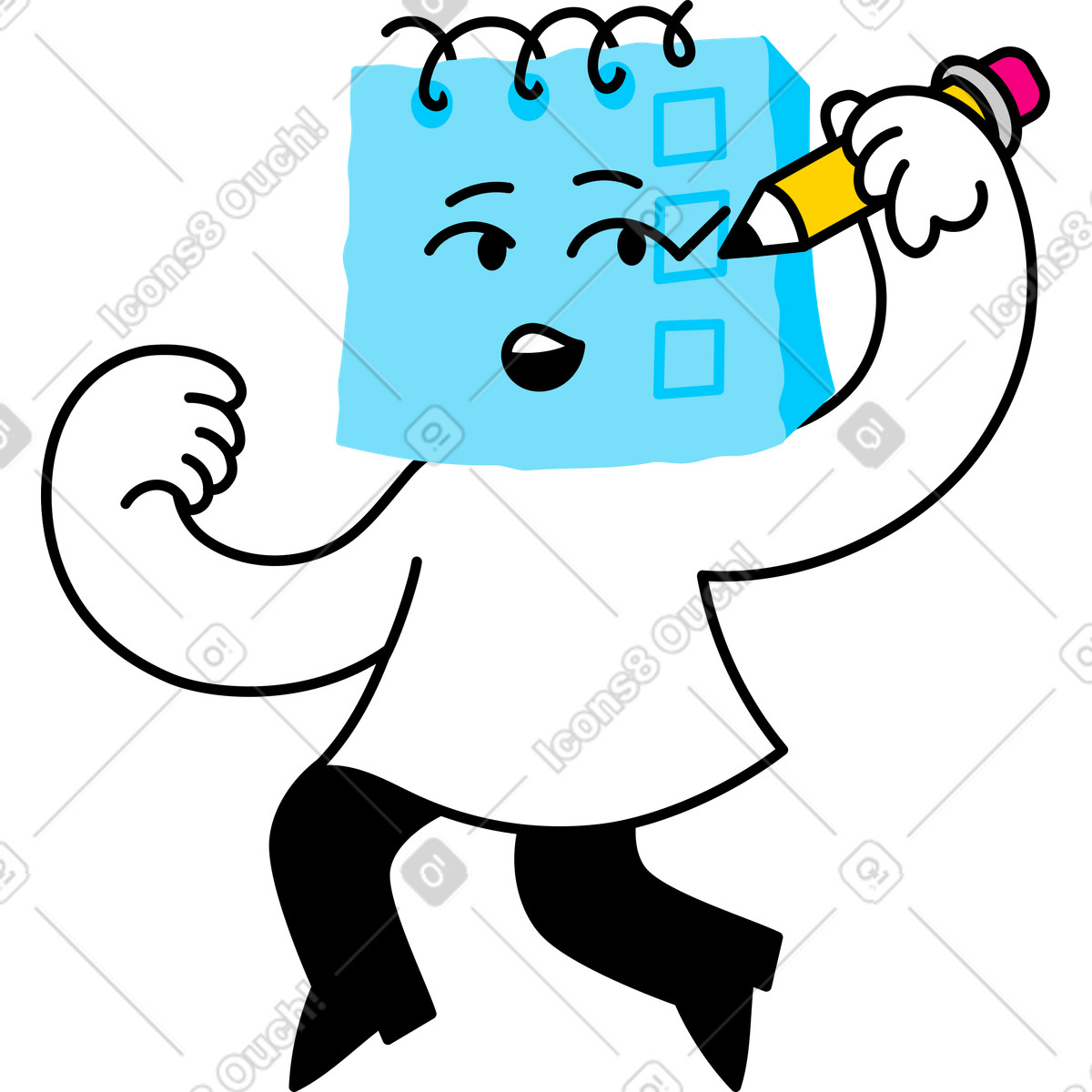 Character drawing a check mark illustration in PNG, SVG