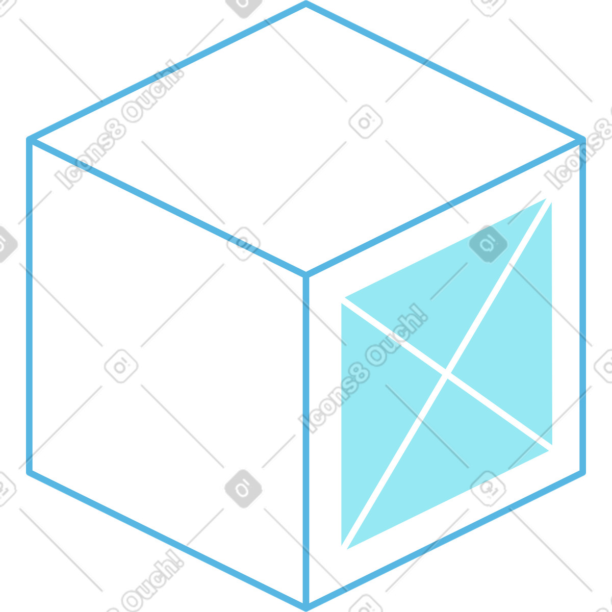 Cube line frame icon illustration in Florid style download in PNG, SVG