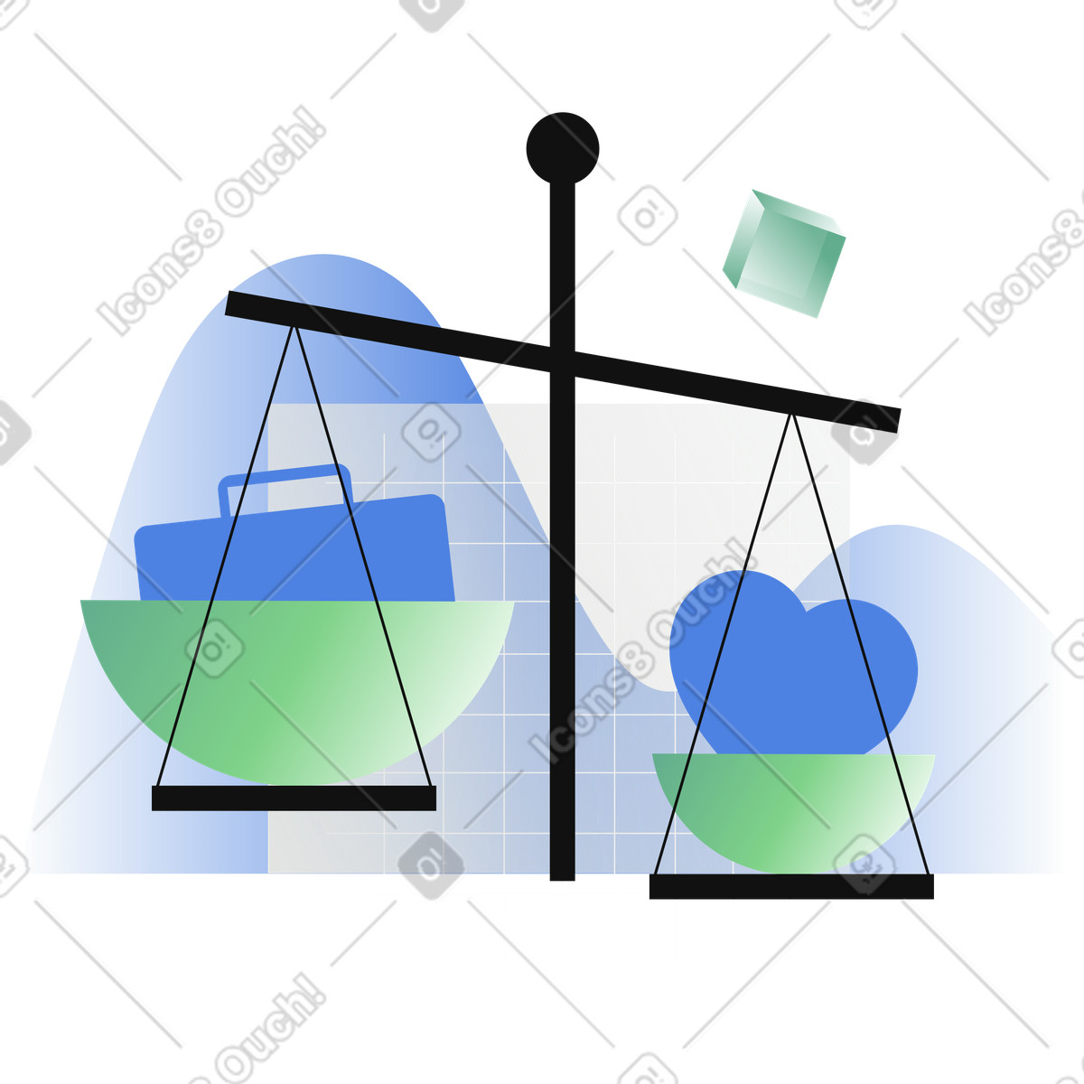 Work-life-balance und prioritätensetzung-Illustration im Network-Stil als Download in PNG, SVG