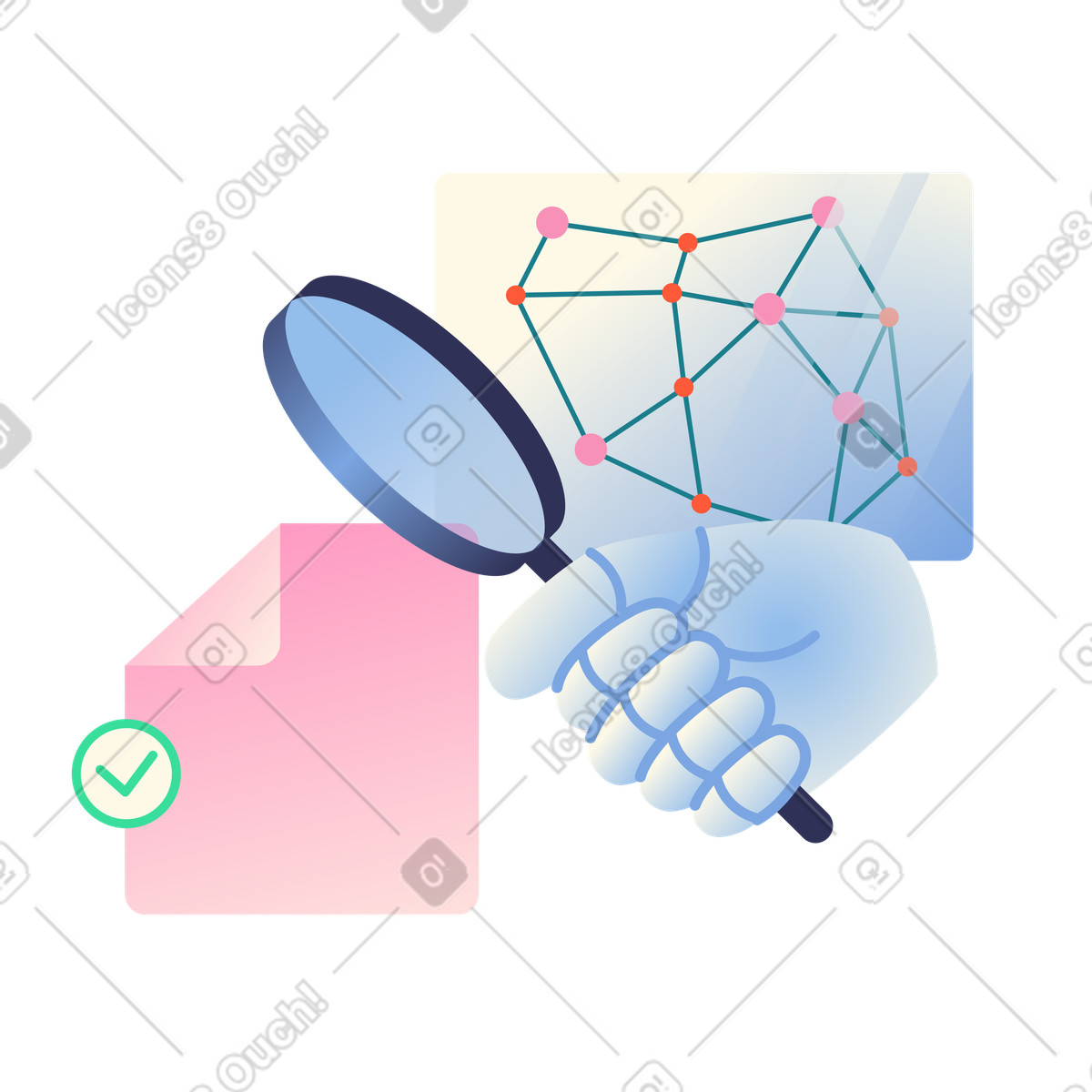 Search with artificial intelligence animated illustration in GIF, Lottie (JSON), AE