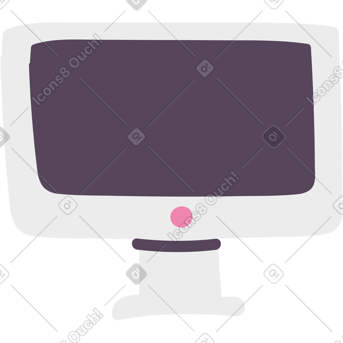 Computer monitor illustration in Pluto style download in PNG, SVG