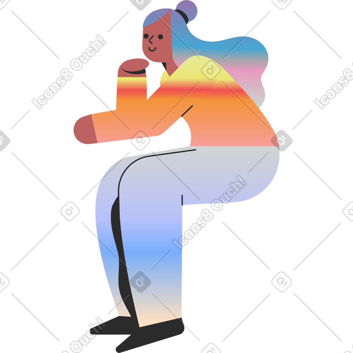 Illustration Femme assise dans le style Marginalia à télécharger aux formats PNG, SVG