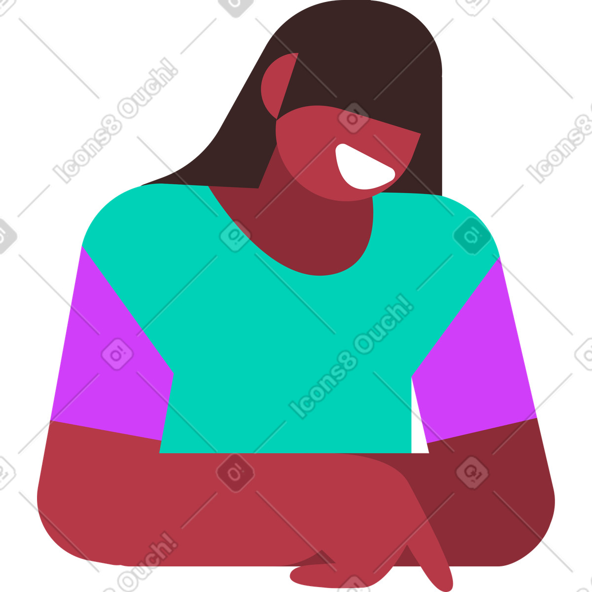 Young woman with folded arms illustration in Basic style download in PNG, SVG