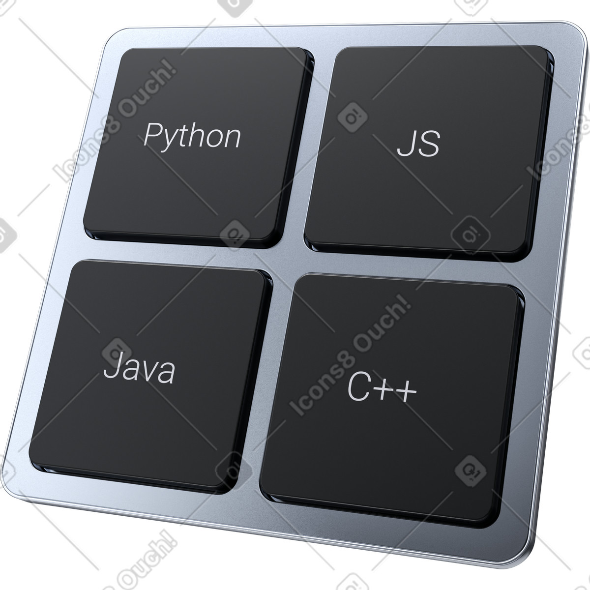 Programming languages stack, Software development technologies illustration in 3D Pro style download in PNG, SVG