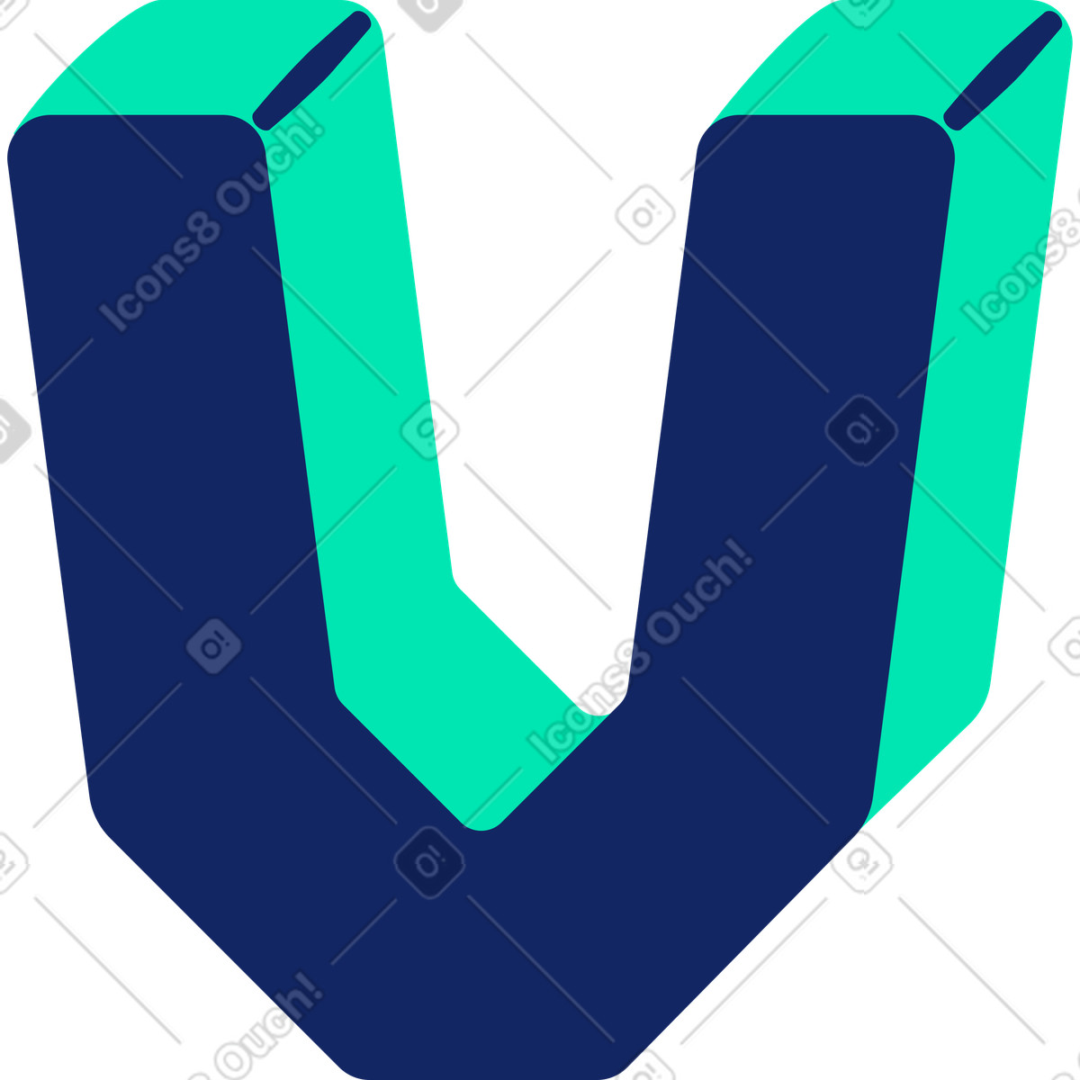 Buchstabe v-Illustration im Cyborg-Stil als Download in PNG, SVG