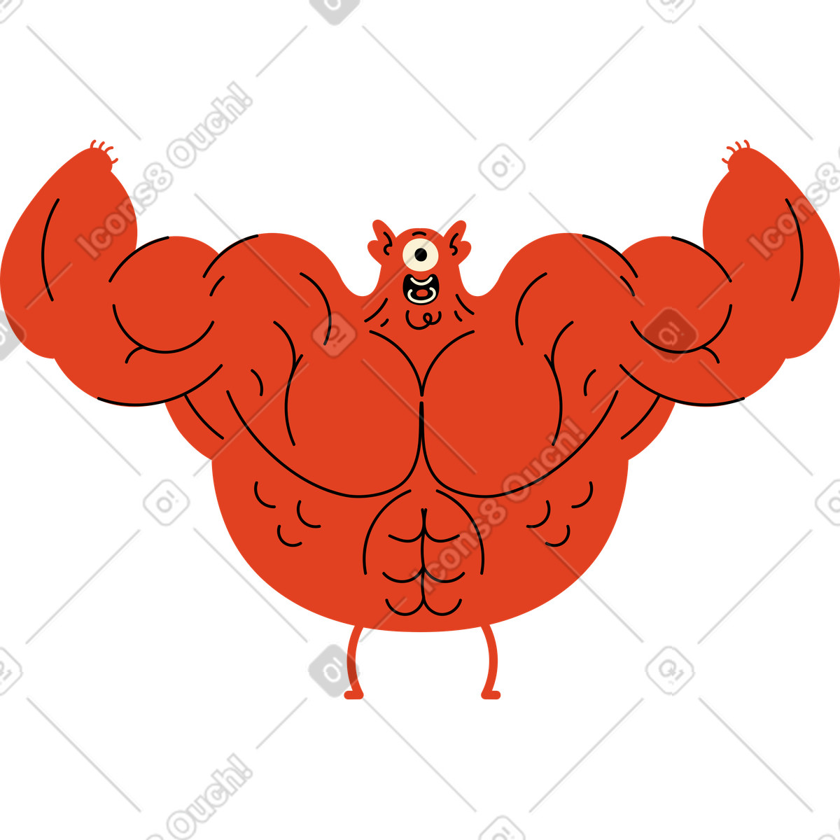 Ilustración Personaje deportista rojo con músculos enormes. en estilo Jelly a descargar en PNG y SVG