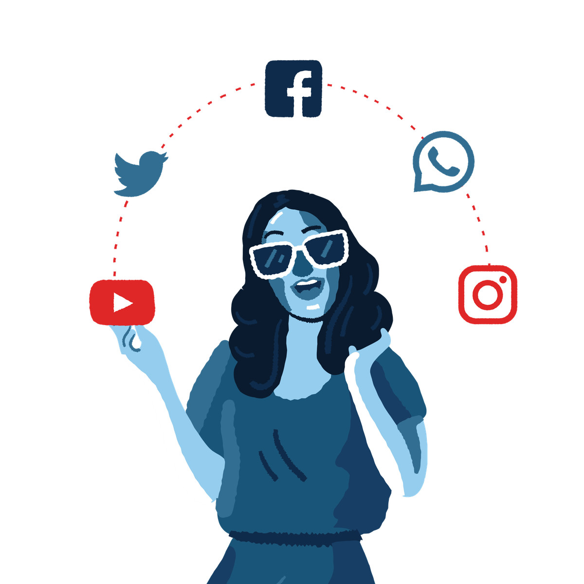 Illustration Social Media Addiction dans le style Cherry à télécharger aux formats PNG, SVG