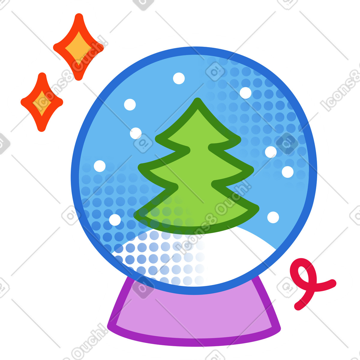 Schneekugel mit weihnachtsbaum-Illustration im Purrfect-Stil als Download in PNG, SVG