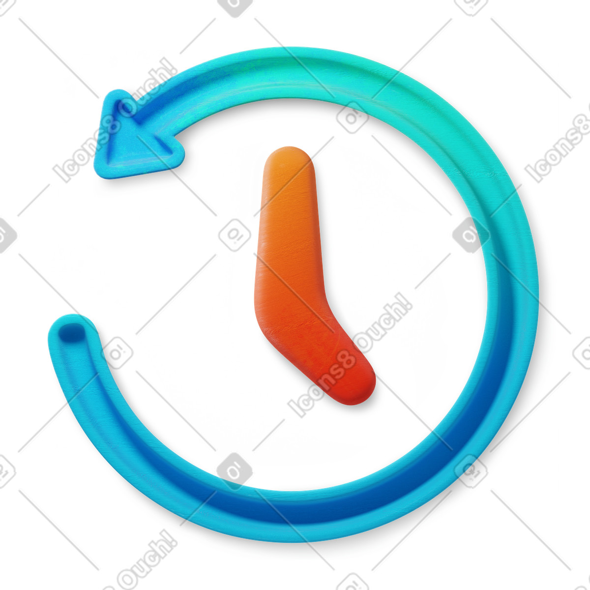 Иллюстрация Clock arrow circle symbol for time travel and history rewind в стиле 3D Microsoft Fluent illustration — скачать в форматах PNG, SVG