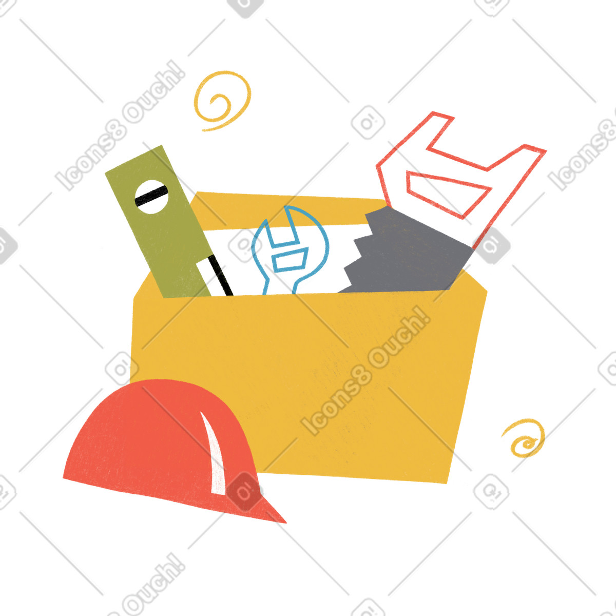 Strumenti del costruttore e cappello duro illustration in PNG, SVG