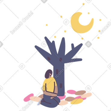 Girl under the tree PNG, SVG