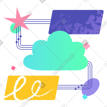 Connettività api flessibile tra i servizi cloud, scambio dinamico di dati tramite endpoint api PNG, SVG