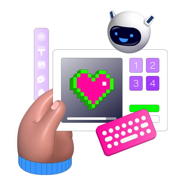 A colorful design tool with various icons - Pop style illustration