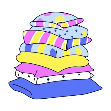 A stack of pillows in vibrant rainbow colors. The pillows are of different shapes and sizes, creating a whimsical and playful arrangement. Each pillow features distinct patterns, such as stripes, polka dots, and geometric shapes. The pillows are slightly askew, adding to the carefree feel of the pile. The base of the stack is wider, gradually narrowing towards the top, creating a dynamic silhouette.
