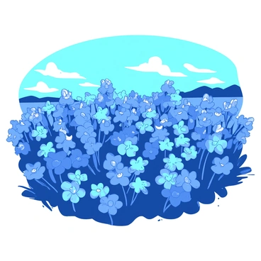 A field filled with vibrant bluebonnet flowers swaying gently in the breeze. The flowers are arranged closely together, creating a rich tapestry of color. Sunlight is filtering through, casting soft shadows on the ground. In the background, a clear blue sky enhances the scene, providing a bright contrast to the bluebonnets. The gentle movement of the flowers suggests a light breeze, adding a sense of tranquility to the image.