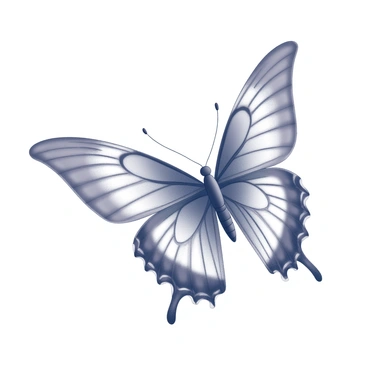 A butterfly with intricate wing patterns resembling the petals of a spider lily. The wings are elongated and curve elegantly, showcasing the delicate shapes and textures found in the flower’s petals. The body of the butterfly is slender and distinctly shaped, enhancing the overall resemblance to the spider lily. The butterfly is positioned in mid-flight, with its wings spread wide, capturing a moment of graceful movement against a simple backdrop.