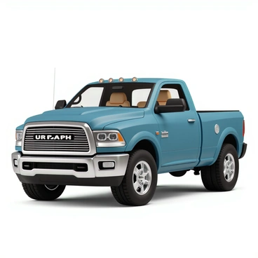 A luxury custom-designed truck with a sleek, aerodynamic body and a glossy metallic blue paint job. The truck features chrome accents on the grille and rims, highlighting its high-end status. It has large, rugged tires and a bold front bumper. Inside, the interior showcases premium leather seats with intricate stitching, a state-of-the-art infotainment system, and polished wooden paneling. The truck is positioned prominently in a modern showroom with bright lighting that enhances its details, reflecting off the glass walls and showcasing its luxurious design.