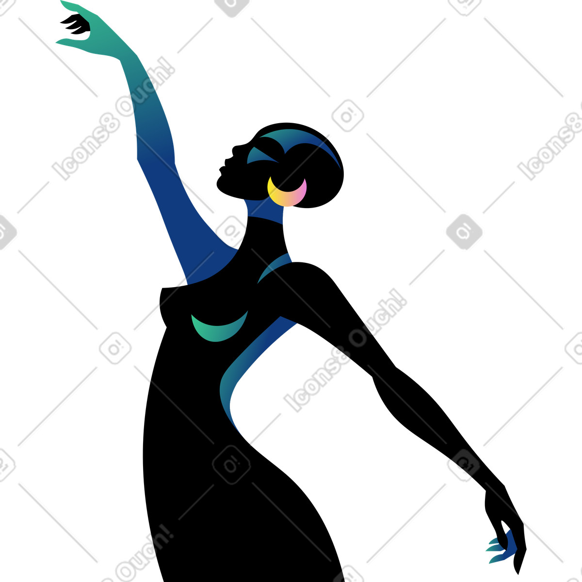 下载 Amani 风格的 张开双臂的女人 插画，支持 PNG、SVG 格式
