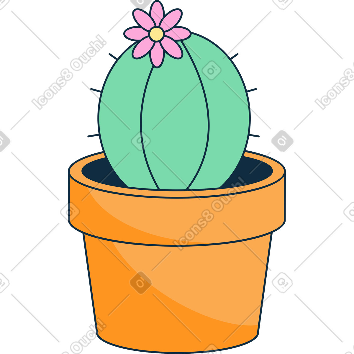 Cactus in una pentola illustrazione stile Bubble gum scarica PNG, SVG