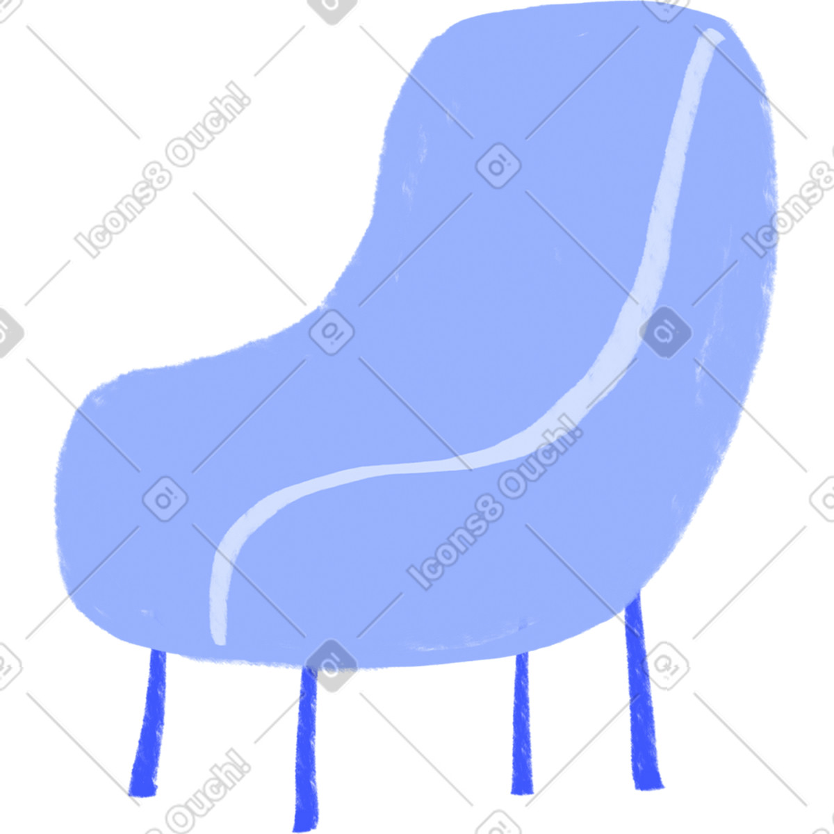 Blue chair-Illustration im Quirky-Stil als Download in PNG, SVG