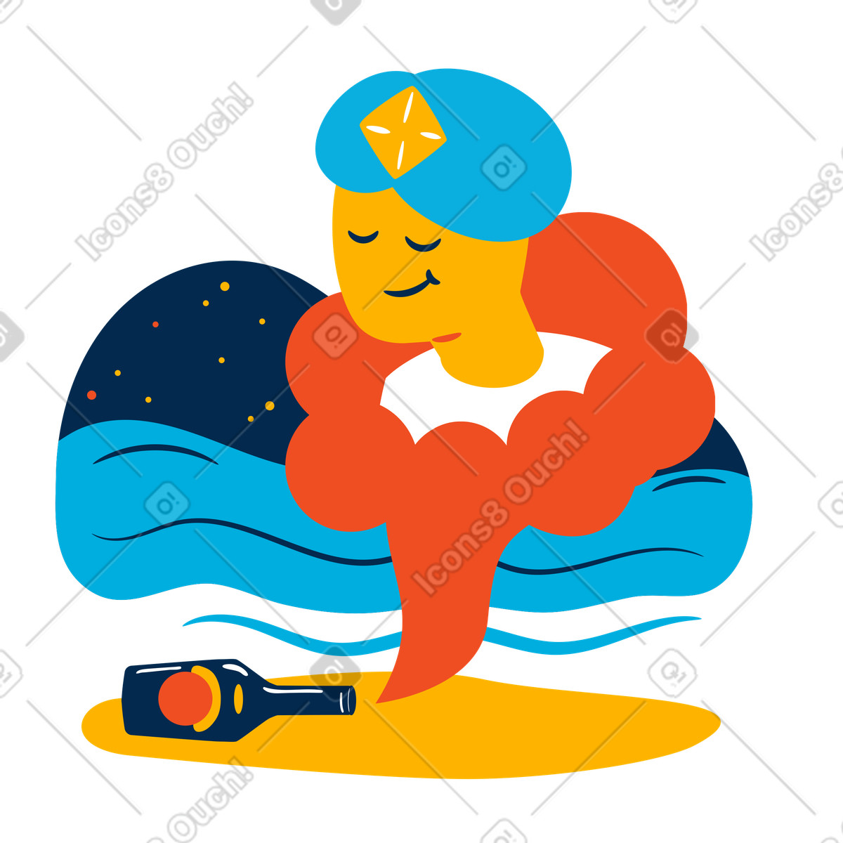 Ginny in der flasche-Illustration im Flame-Stil als Download PNG, SVG