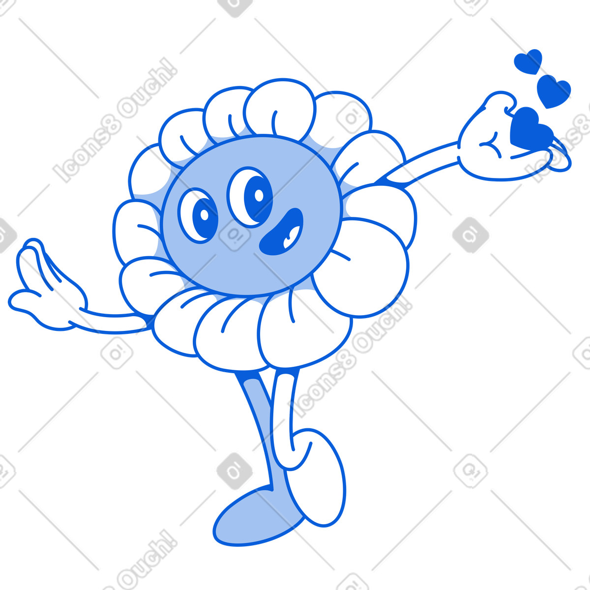 Иллюстрация Friendly flower expressing love, Emotional support and encouragement в стиле Handy Line — скачать в форматах PNG, SVG
