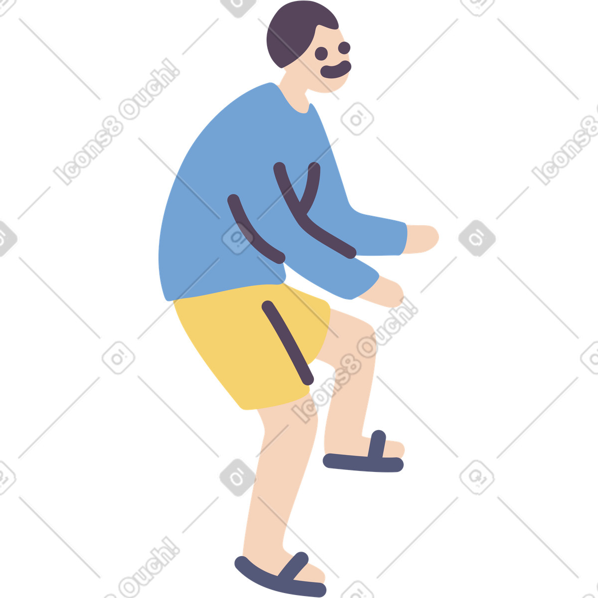 Uomo seduto illustrazione in stile Pluto scarica in PNG, SVG