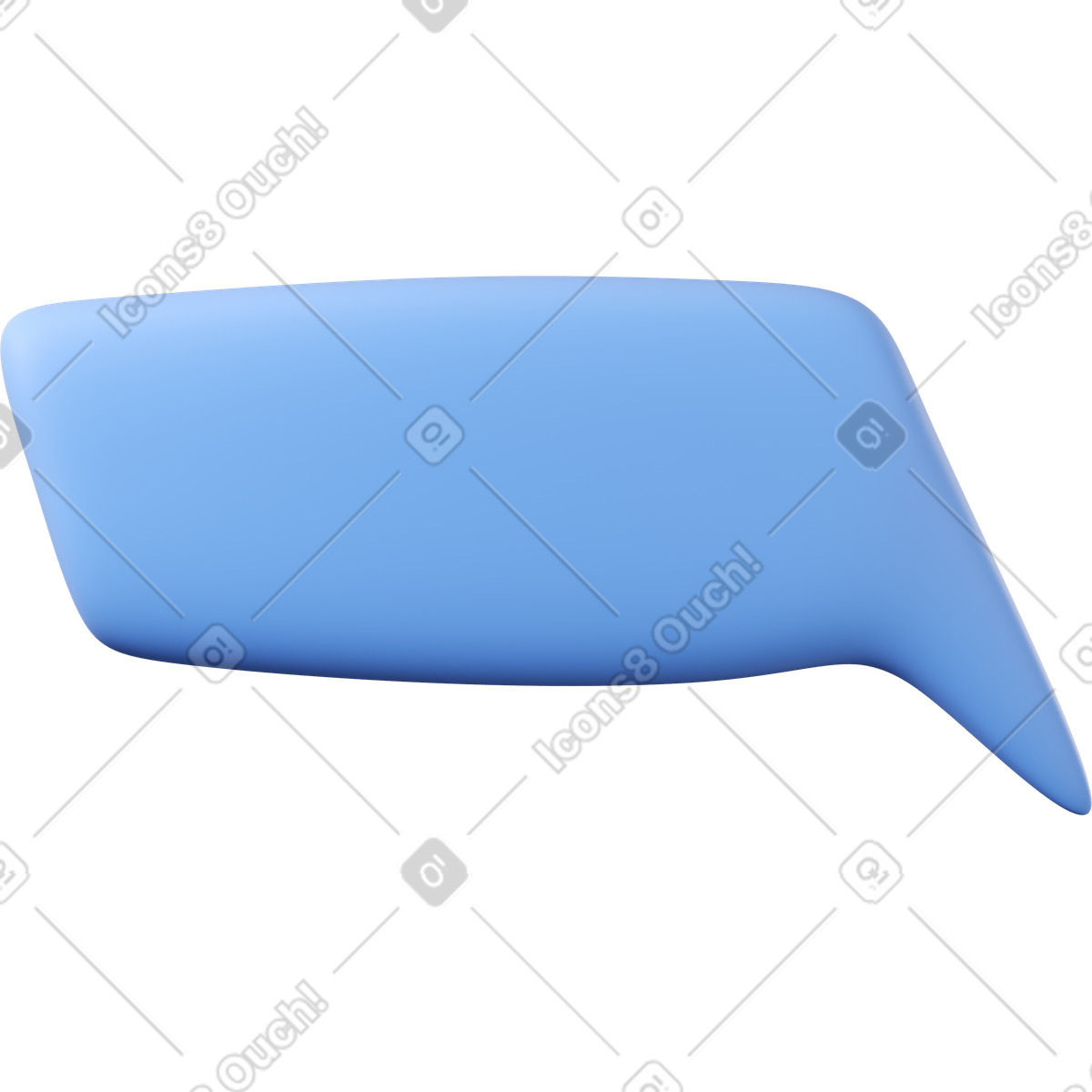 Ilustración Bocadillo de diálogo azul rectangular desde la esquina inferior derecha en estilo 3D Buddy a descargar en PNG y SVG