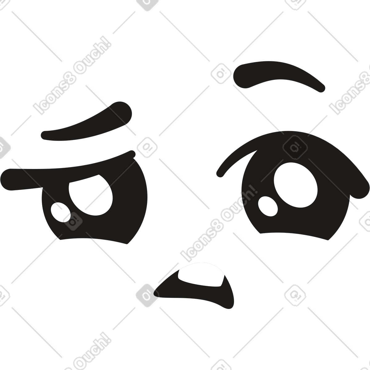 Emotion with raised eyebrow illustration in Moji style download in PNG, SVG