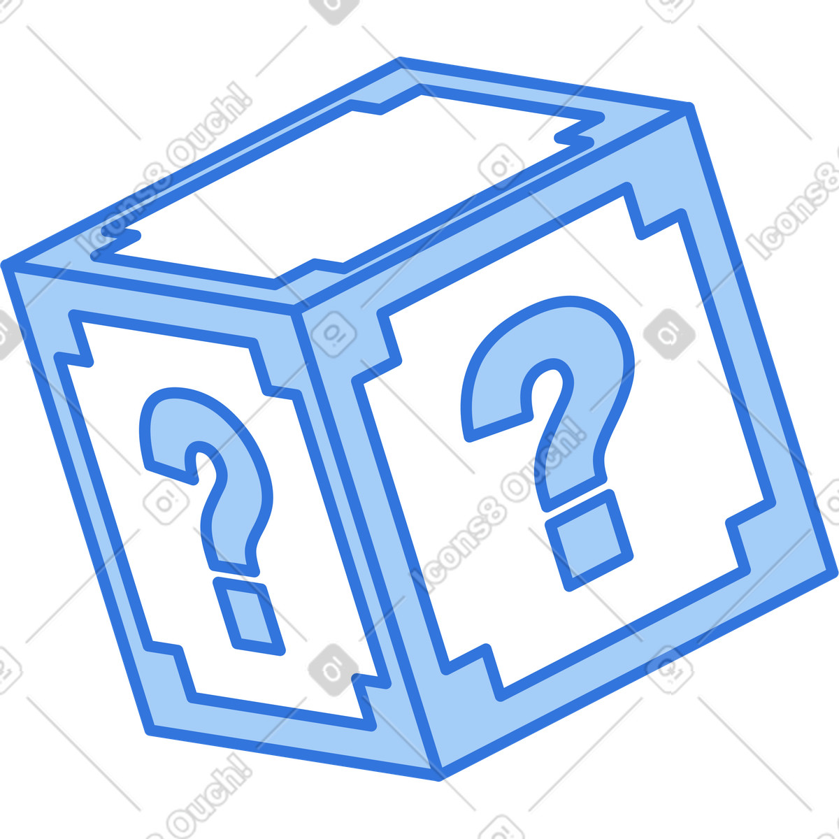 Box with a question illustration in Sky style download in PNG, SVG