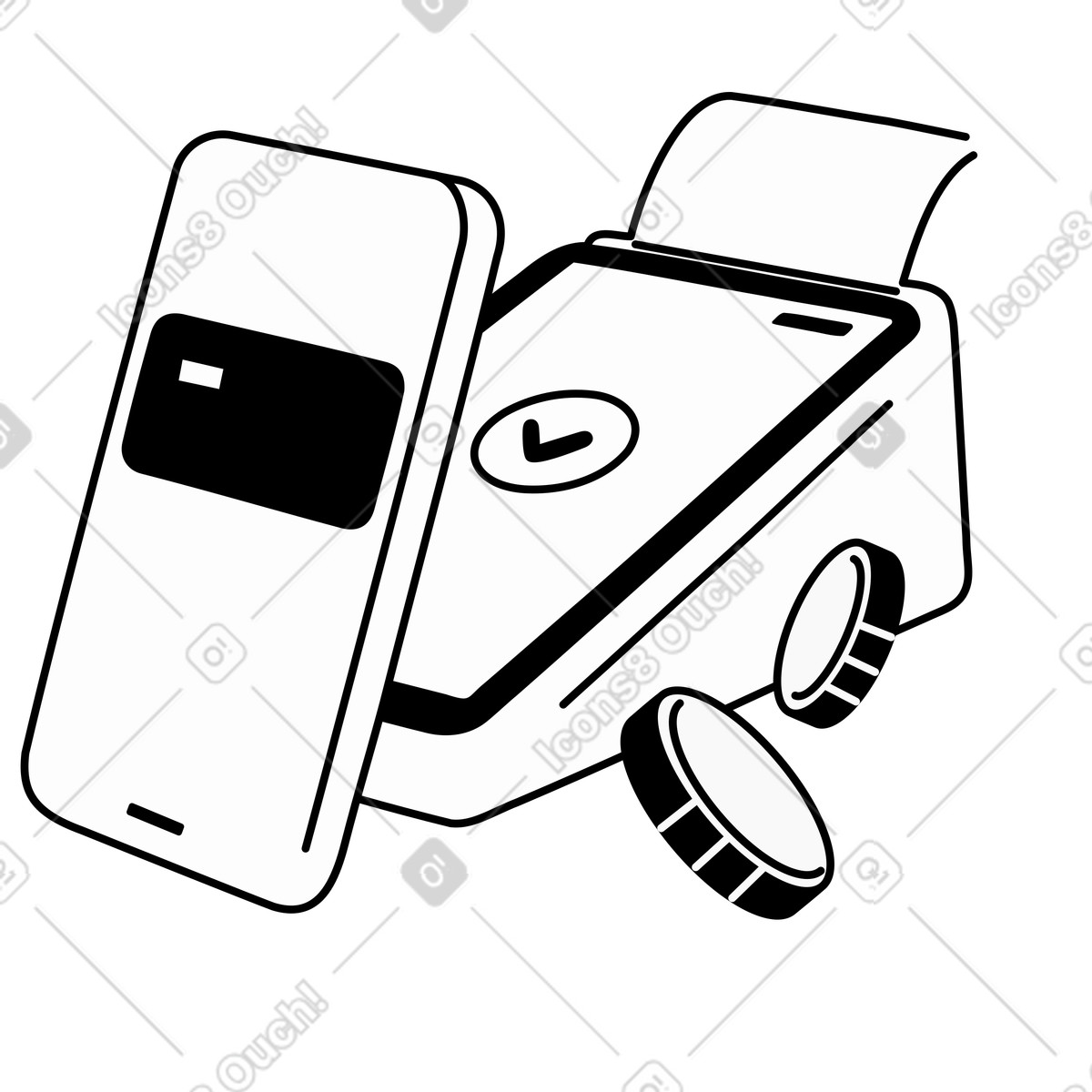Ilustración Contactless payment via mobile phone en estilo Weekday a descargar en PNG y SVG