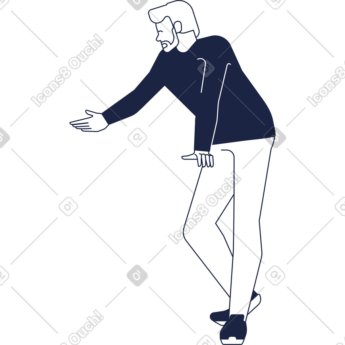 Man leans on table and holds out his hand for handshake illustration in Urban Line style download in PNG, SVG