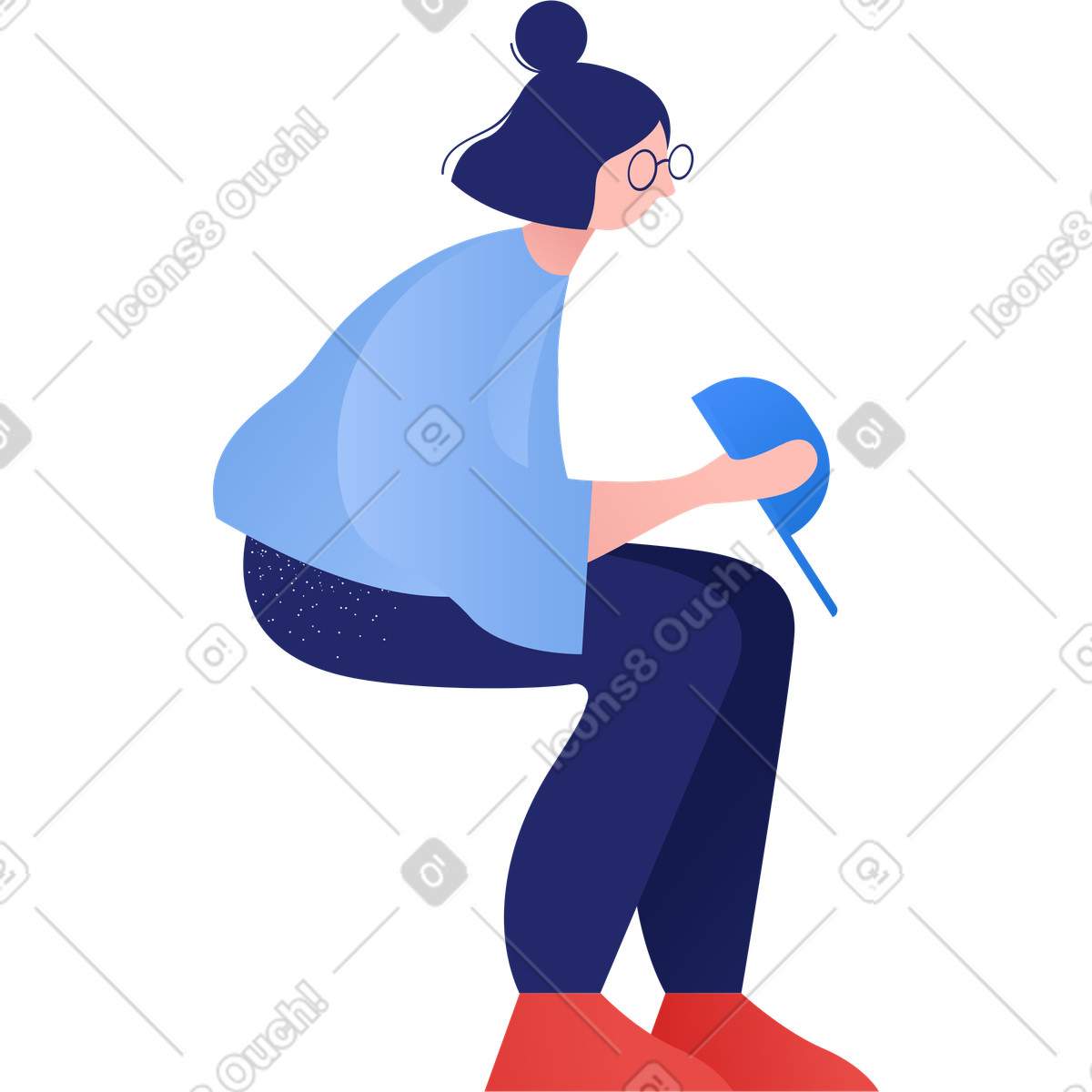 Ilustração de Woman sitting with cap em no estilo Clip para baixar em PNG, SVG