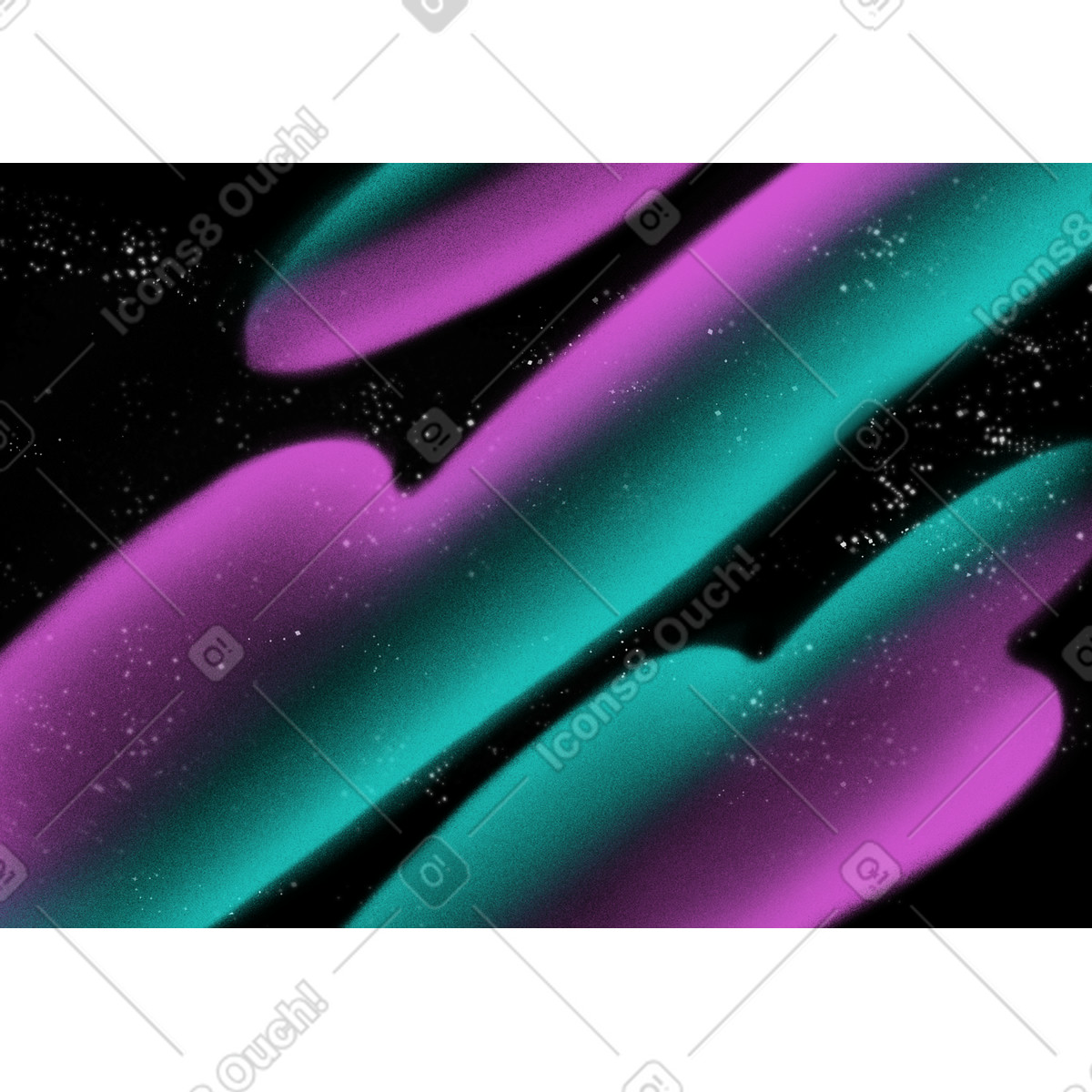 Starry sky background with pink and green half transparent shapes illustration in Doodle style download in PNG, SVG