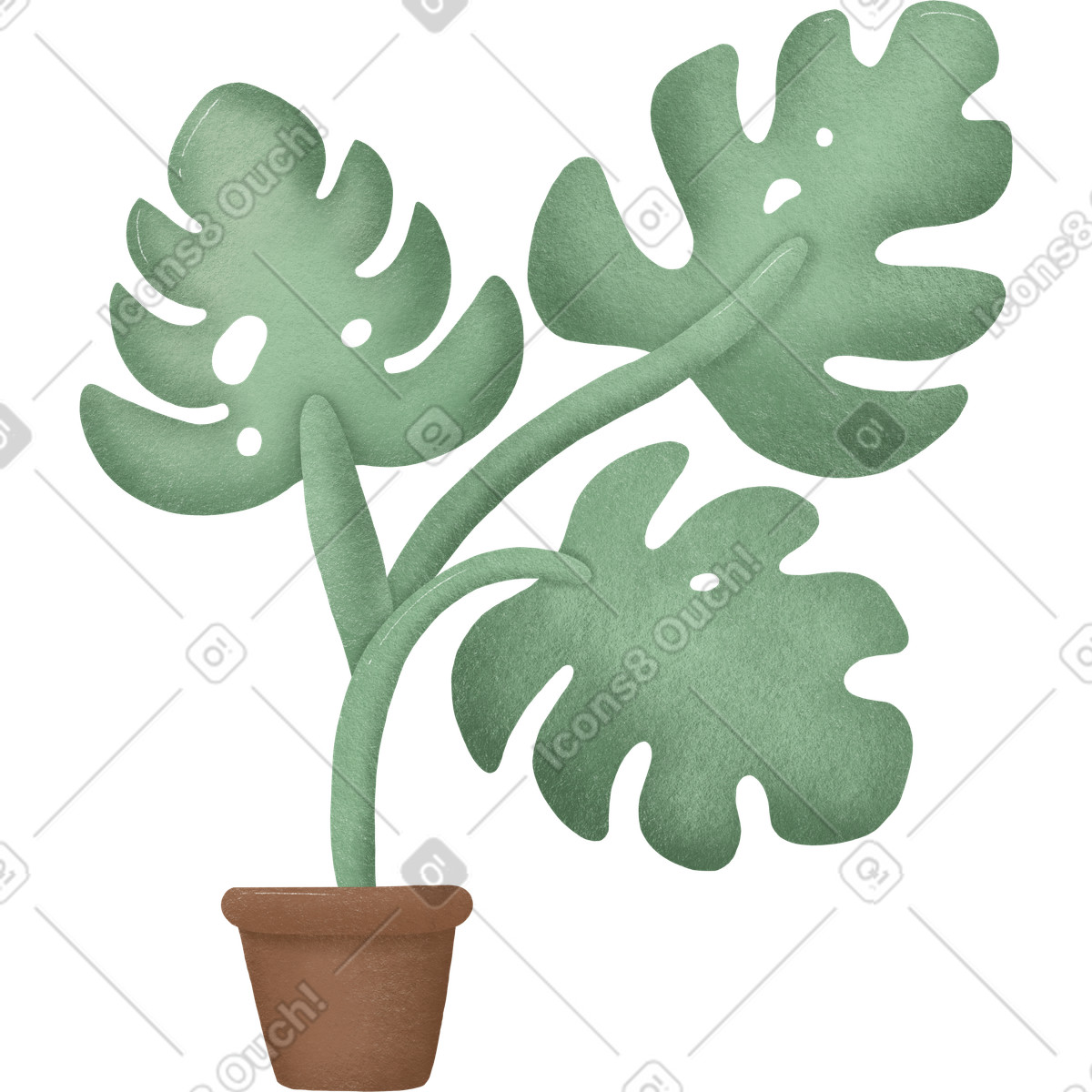 Иллюстрация Decorative monstera plant with wide foliage в стиле Woolly — скачать в форматах PNG, SVG